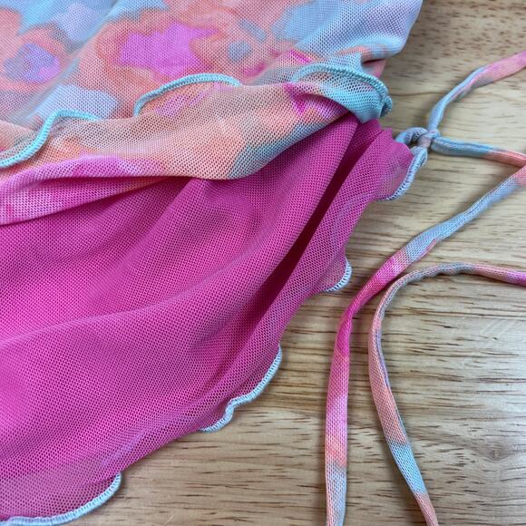 Wild Fable Women's Pink Tie-Dye Mesh Side Ruched Mini Skirt - Size Medium - NWT - Picture 5 of 7